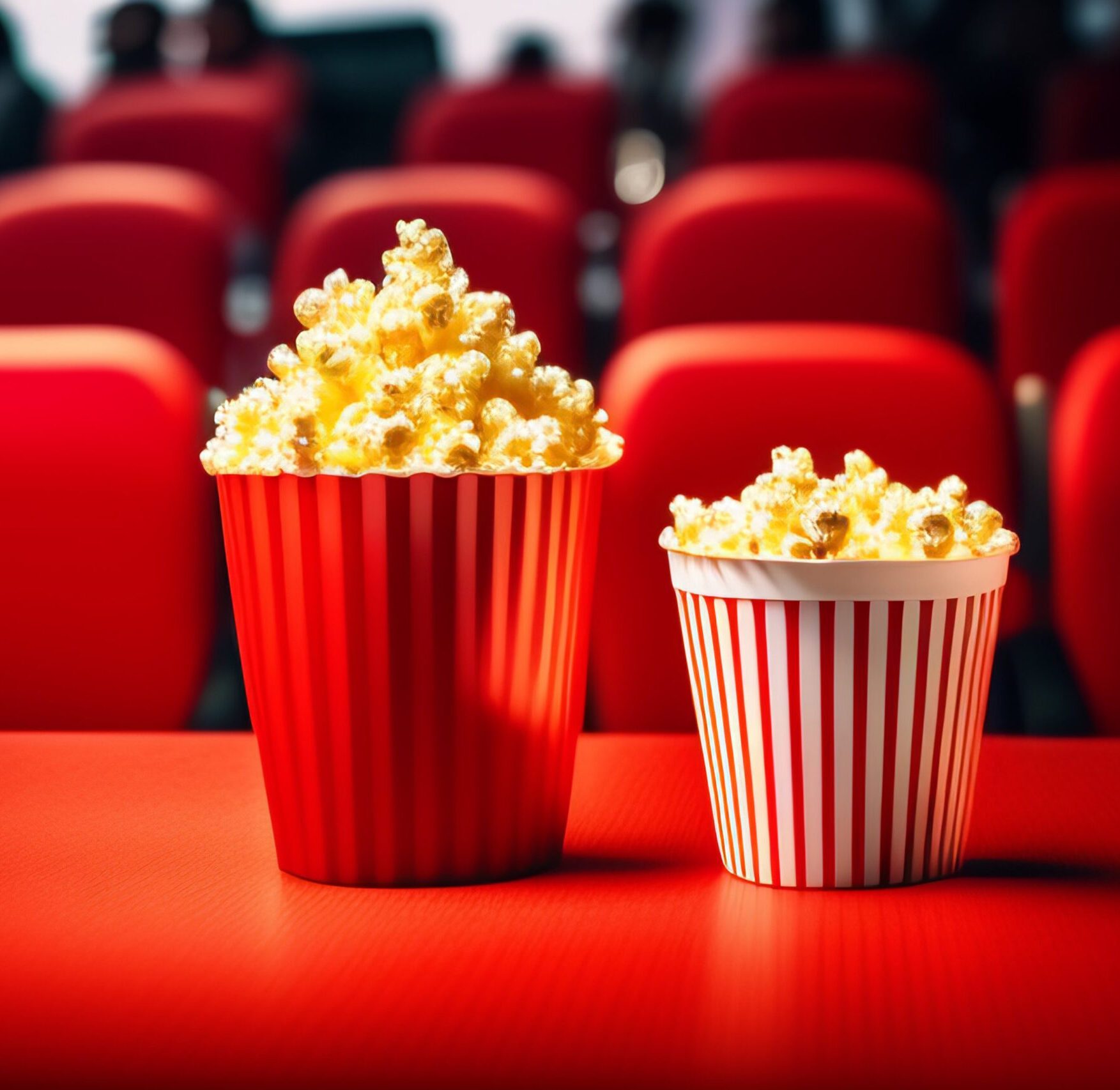 two-popcorn-red-table-front-movie-theater